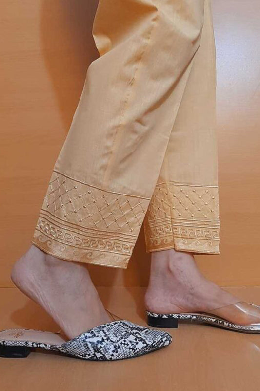 Embroided – Cotton Trouser – Beige – KT03