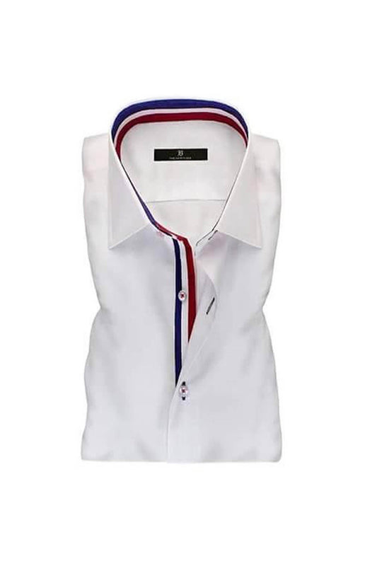 Men’s White Ribbon Collar Regular Fit Formal Shirt