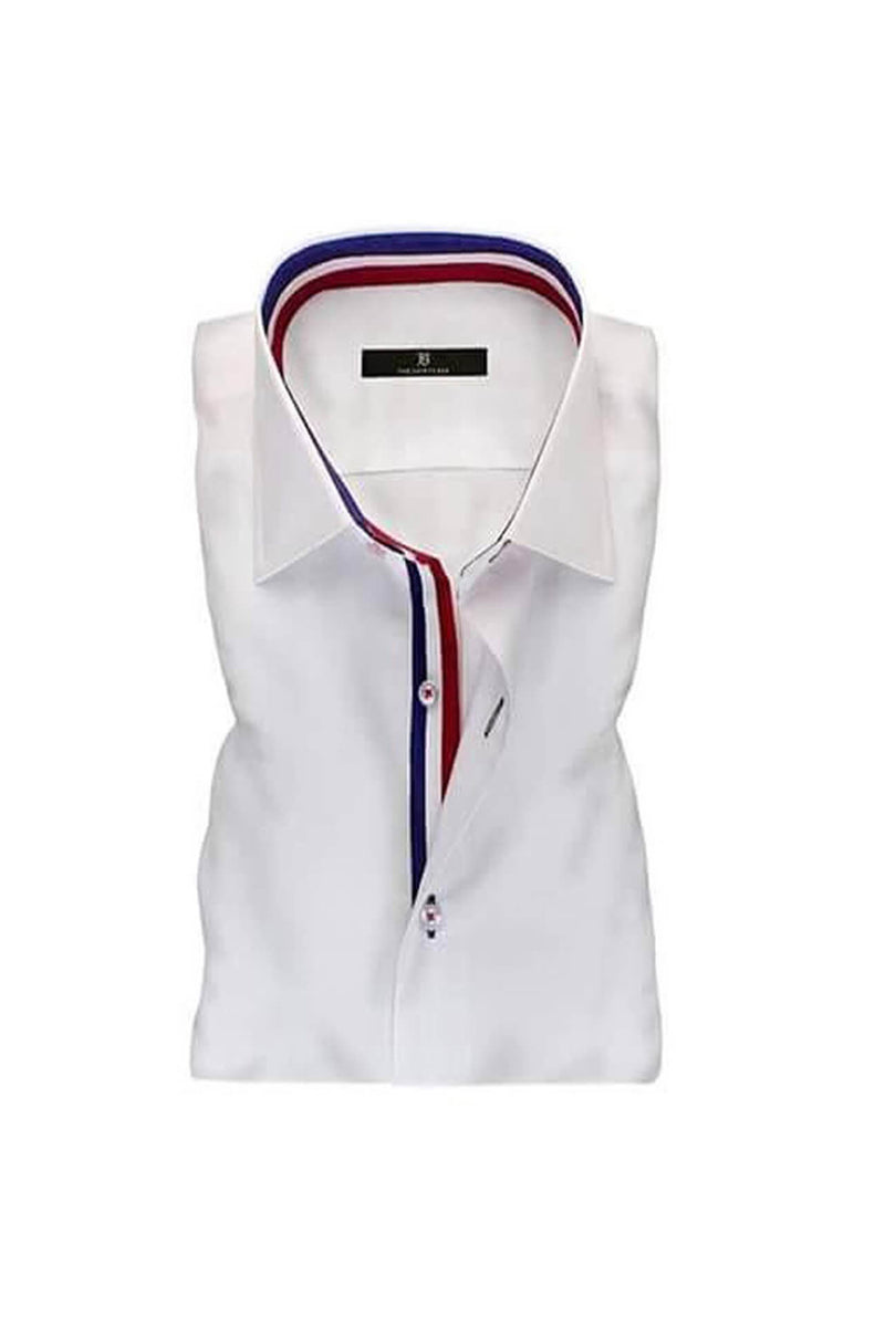 Men’s White Ribbon Collar Regular Fit Formal Shirt