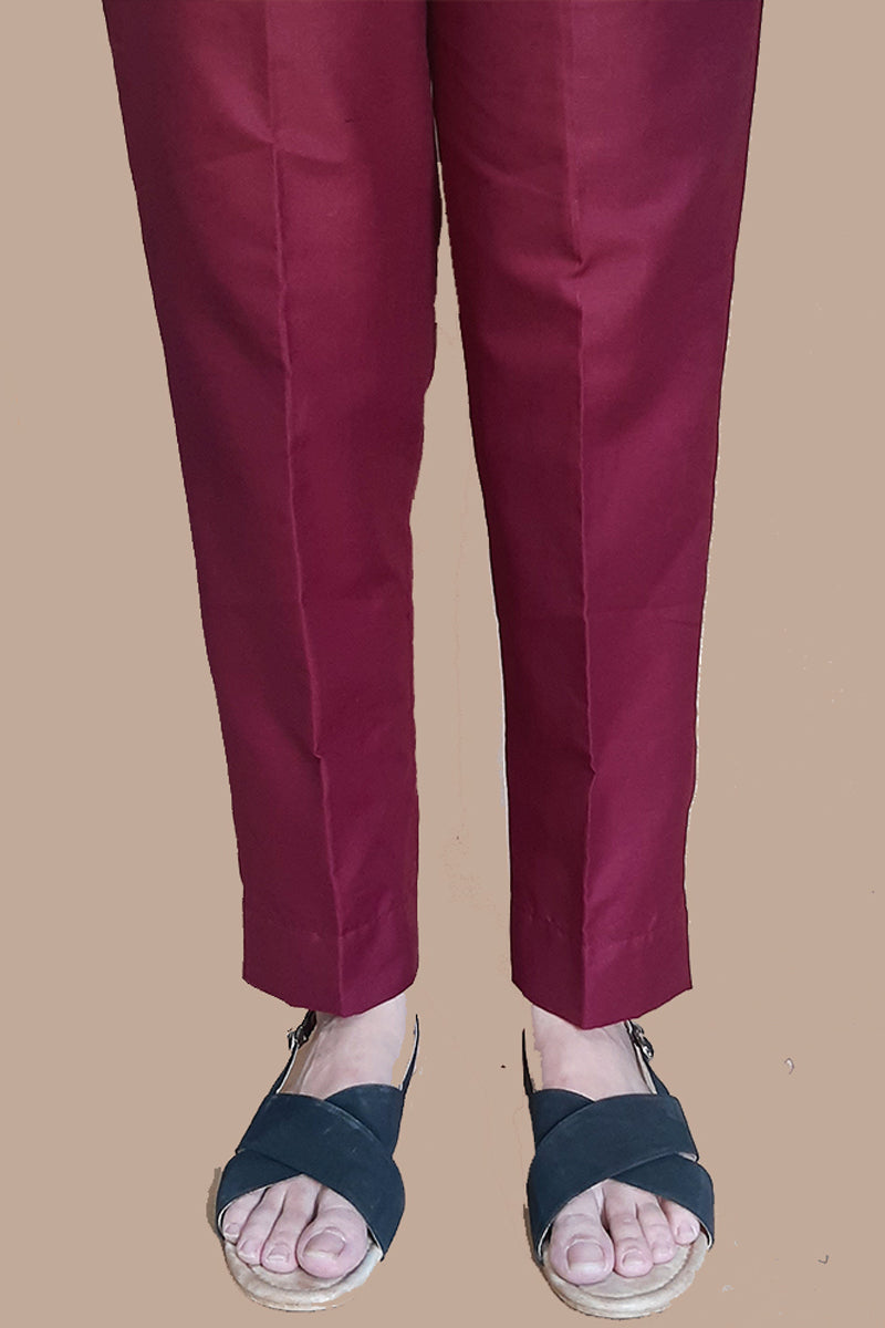 Plain Trouser Pant - Cotton - Maroon - ZT116