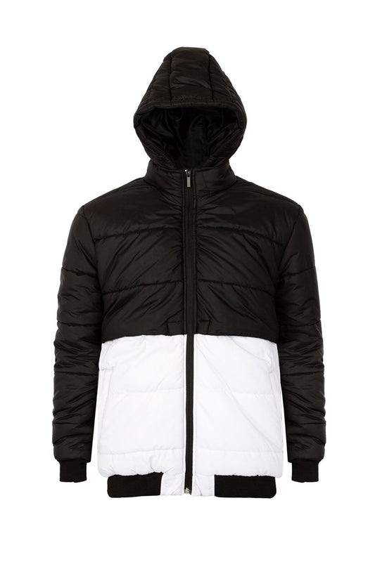 High Fashion Puffer Jacket With Cut and Sew Panel and Hoodie HMJPW210016