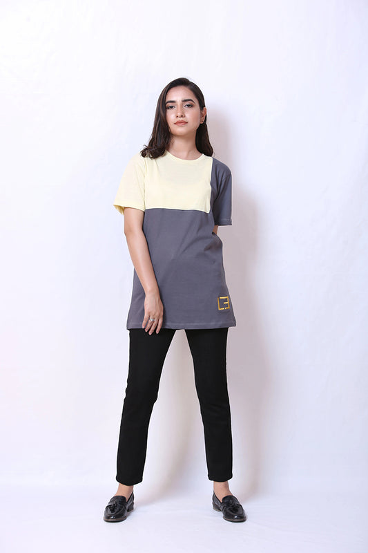 T-Shirt with Yellow Panel - Womens
