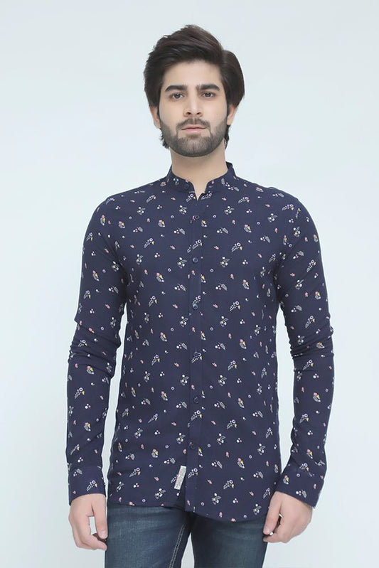 Floral Printed Night Blue Casual Shirt