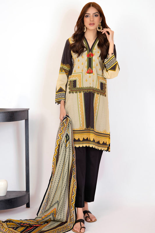 Unstitched 2 Piece Printed Lawn Shirt and Dobby Net Dupatta