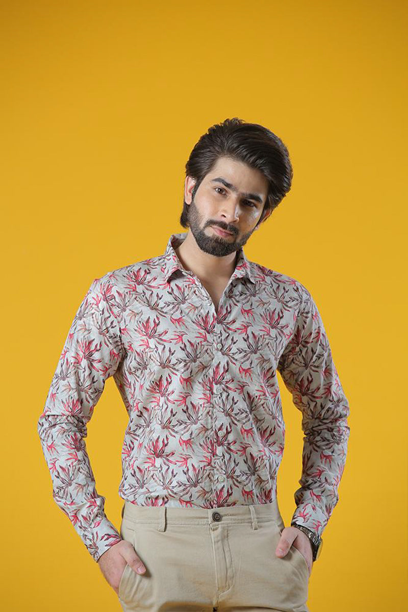 Floral Printed Casual Shirt Red