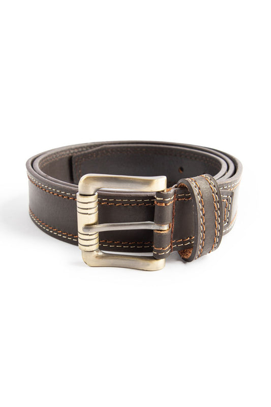 Premium Brown Leather Casual Belt With Calssic Buckle HMBLT210004