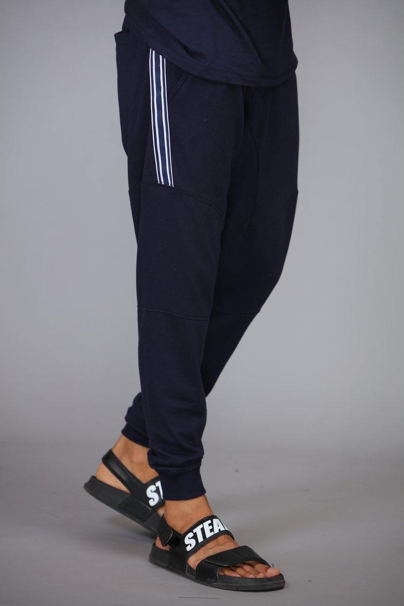 Relaxed fit french navy terry joggers with side detail - BuyZilla.pk