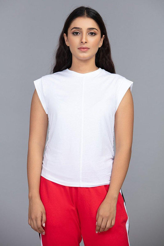 White triangle tee with side elastic - BuyZilla.pk