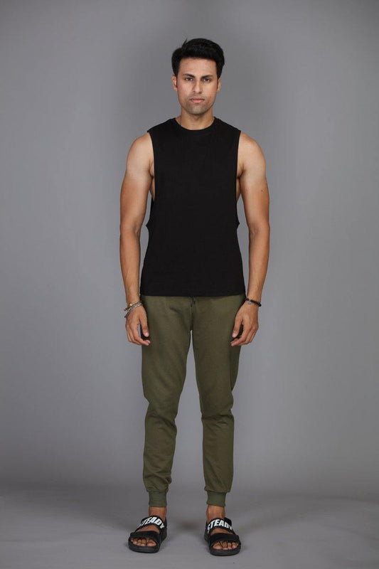Military green relaxed cinched sweatpants - BuyZilla.pk