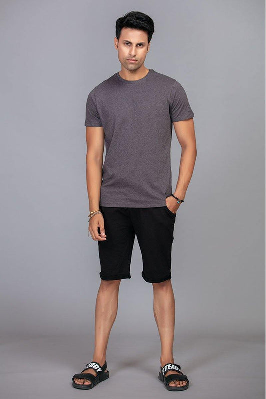 Black relaxed all day shorts with folded cuff - BuyZilla.pk