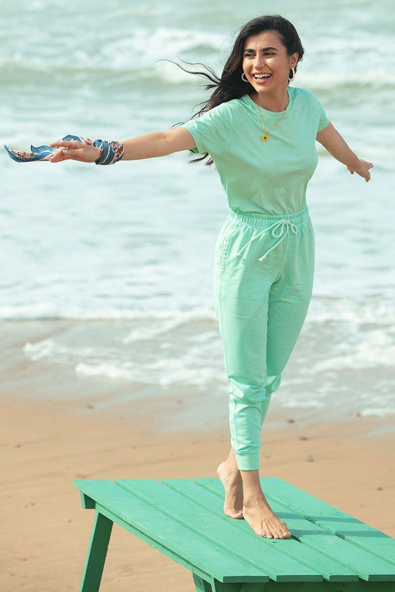 Sand wash lime green everyday joggers - BuyZilla.pk