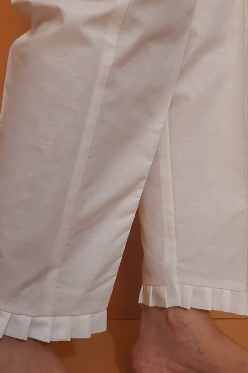 Frill Design Trouser Pant Cotton - White - ZT377