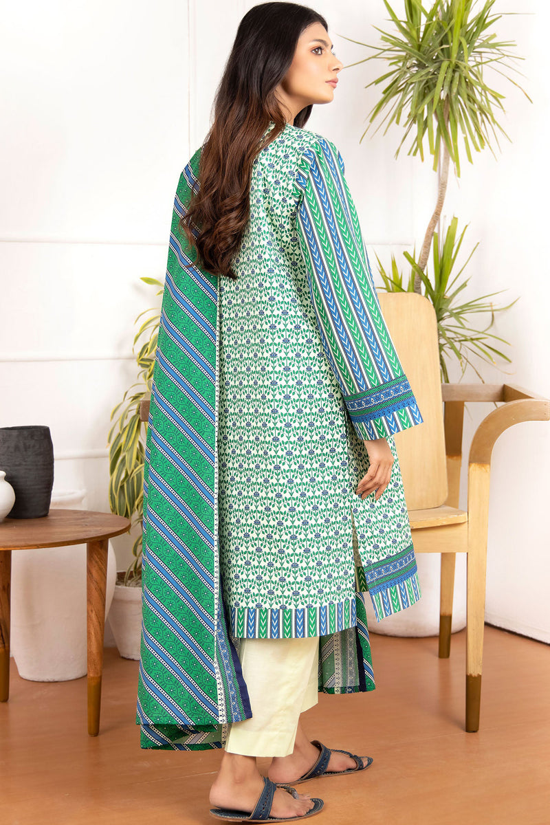 Unstitched 3 Piece Printed Lawn Shirt And Net Lawn Dupatta
