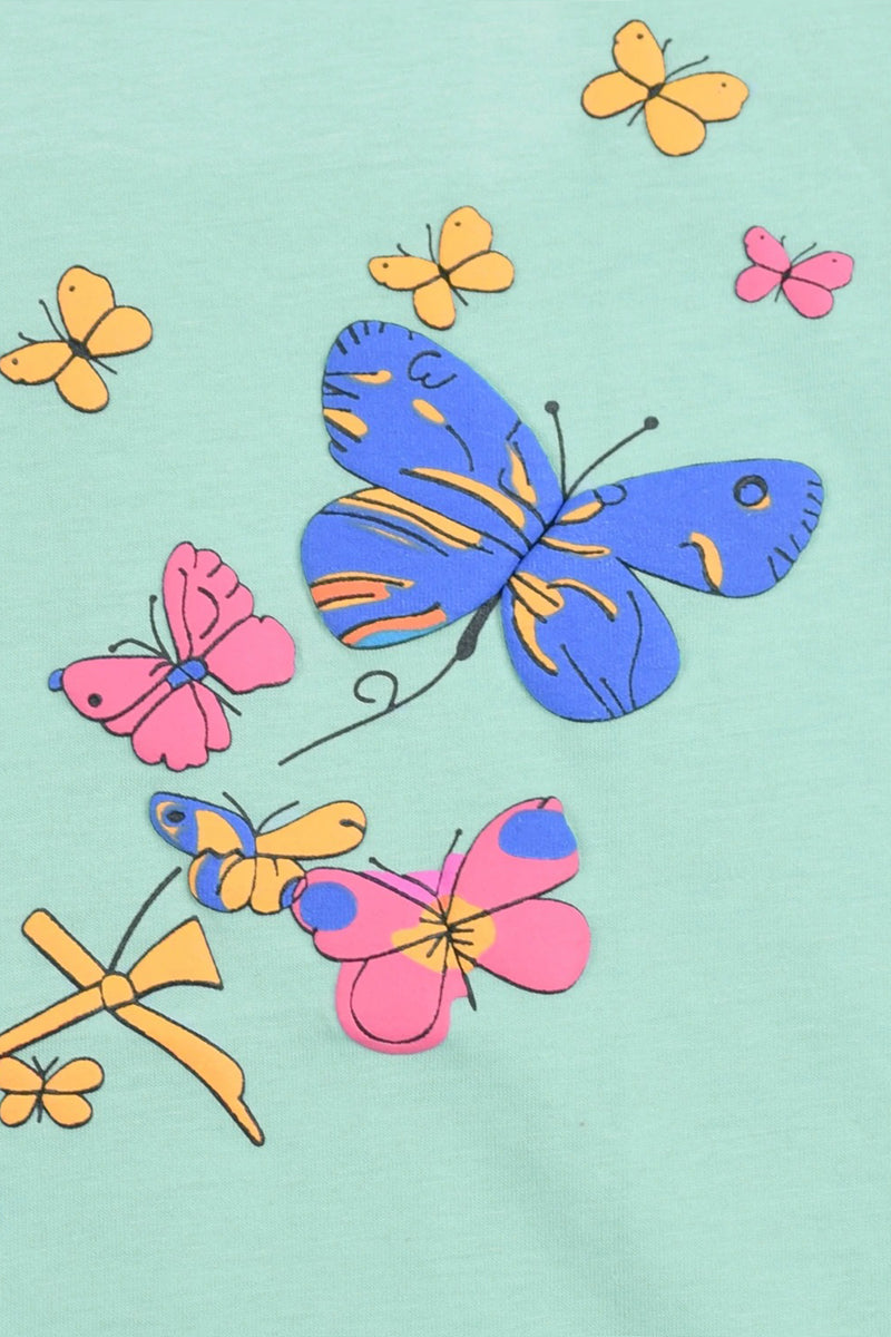 Girl's Exclusive Butterflies Foam Printed Tee Shirt