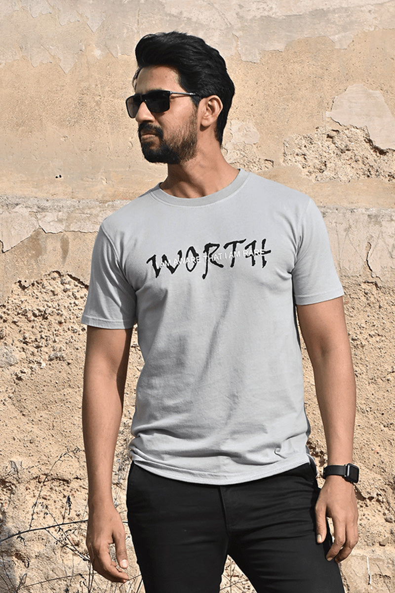 T-Shirt Worth Life Grey Colour SO0381TSHRTWRTH