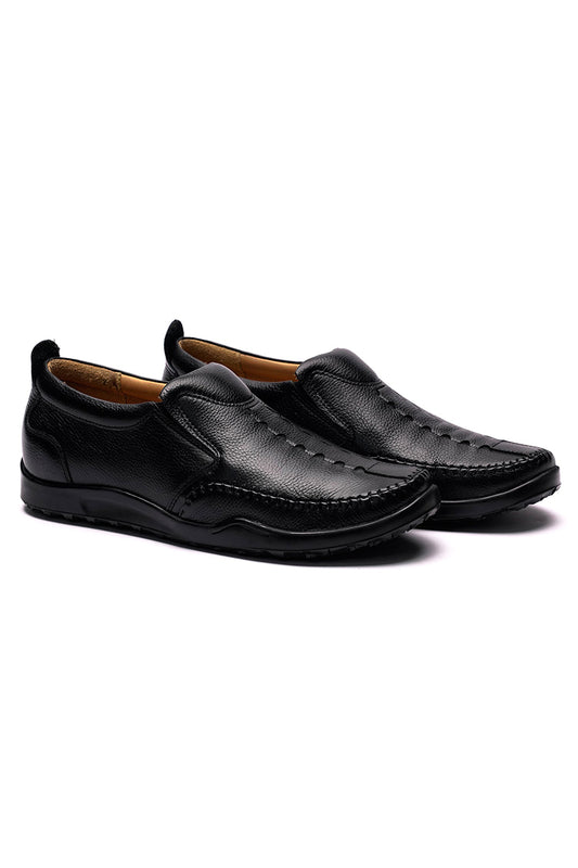 Nexara 2018 Men's Black Leather Moccasin Shoes