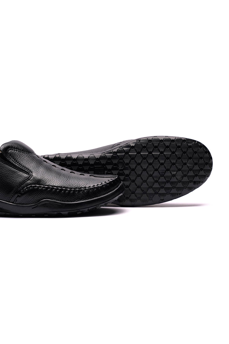 Nexara 2018 Men's Black Leather Moccasin Shoes