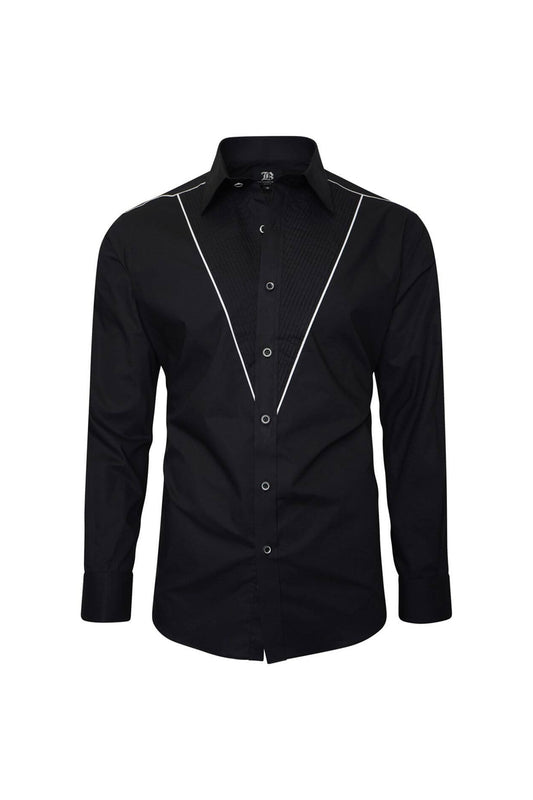 Men’s Black Tuxedo Style Regular Fit Italian Formal Shirt