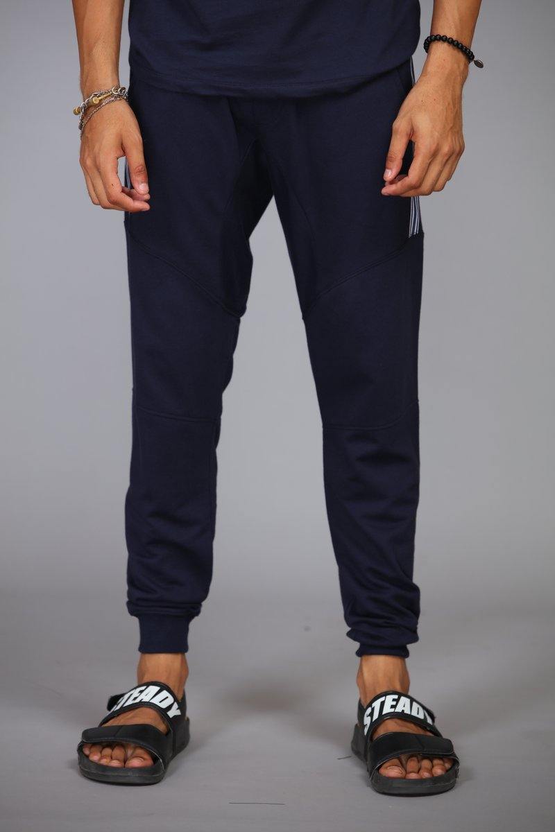 Relaxed fit french navy terry joggers with side detail - BuyZilla.pk