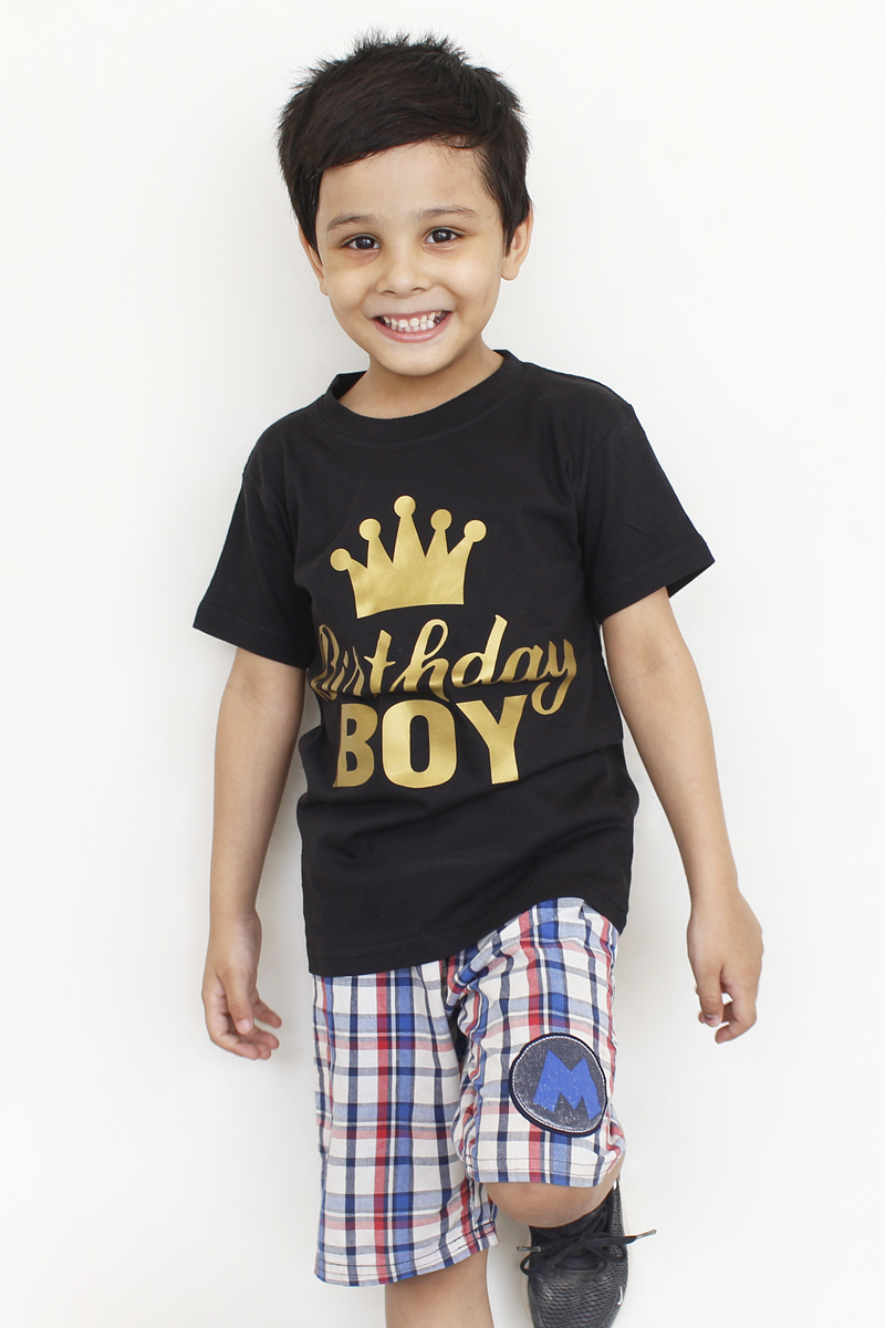 Birthday Boy Black T-Shirt For Boys