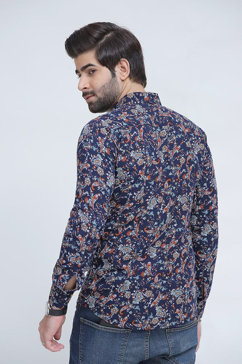 Floral Printed Blue Casual Shirt