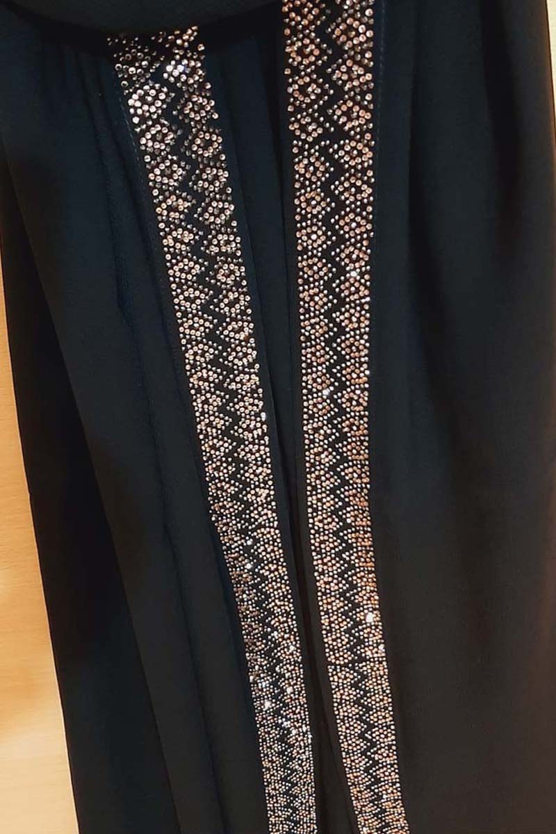 Abaya Large Shawl , Embroided - Black - BGS03