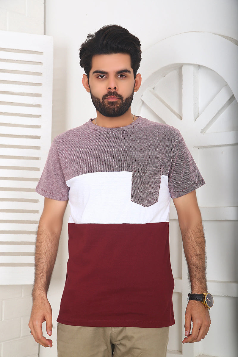 Textured Color Blocking Tee 4034