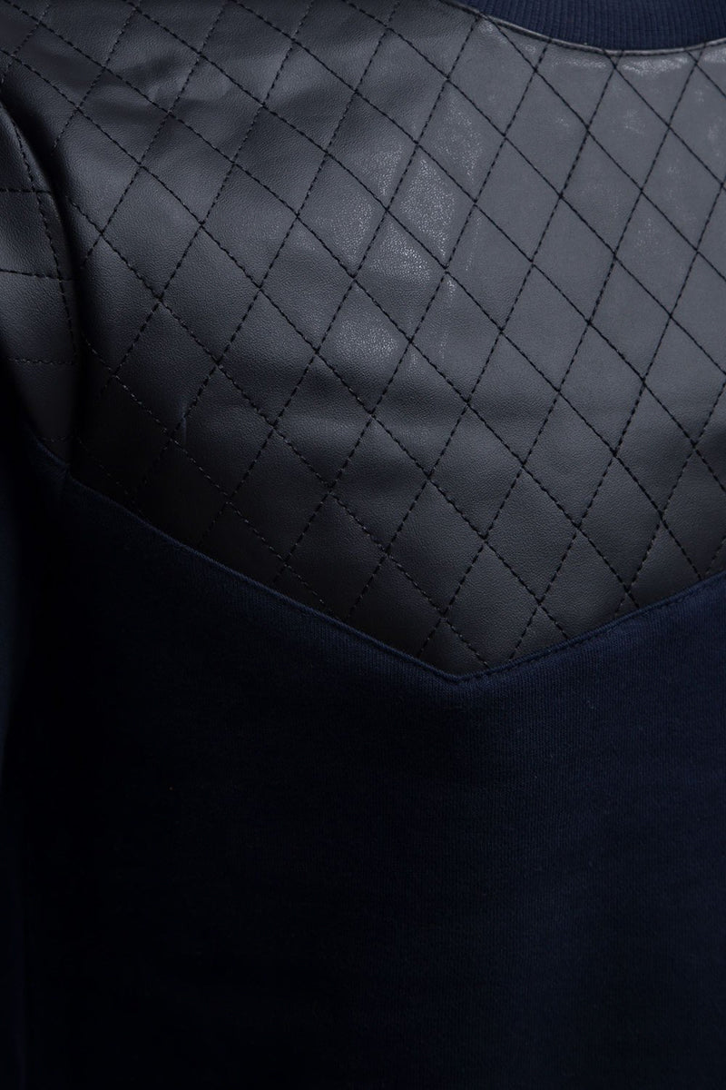 Premium Leather Panel Sweat Shirt