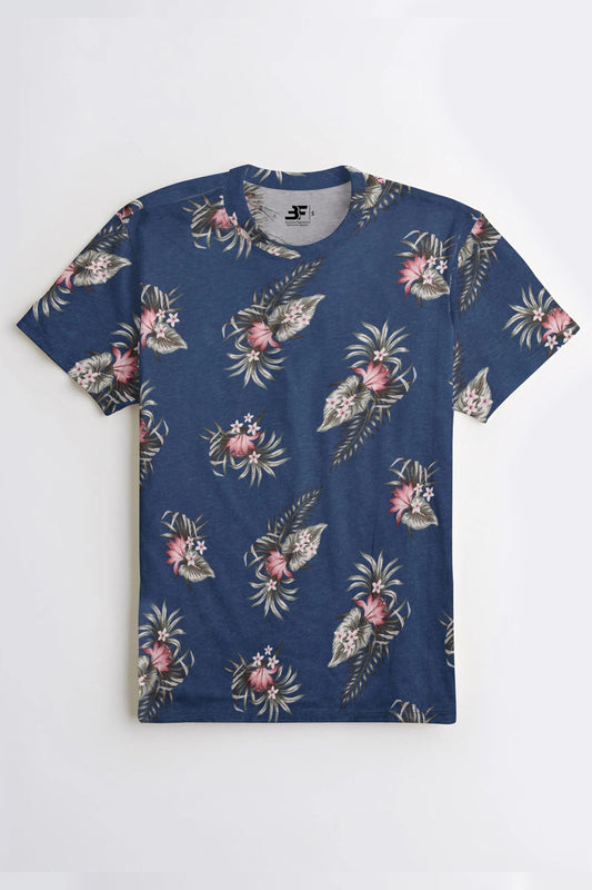 Men's Smart Printed Navy Tee Shirt