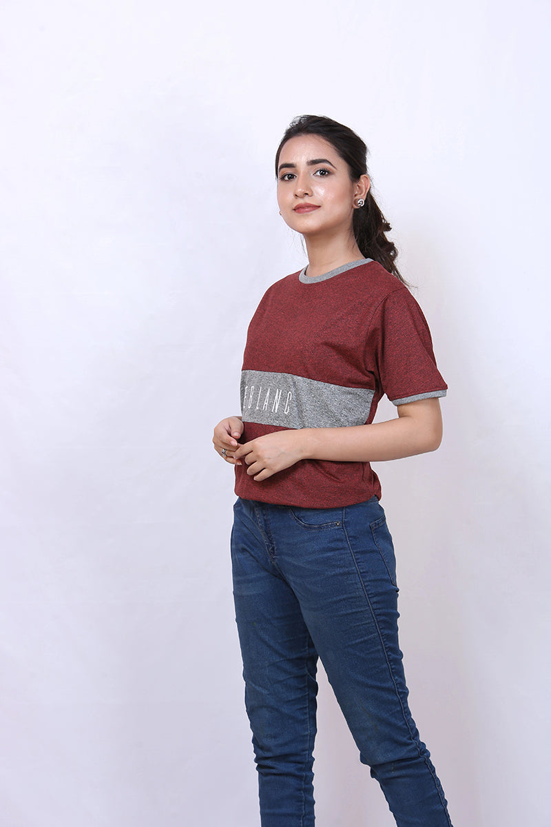 T-Shirt with Grey Panel - Women