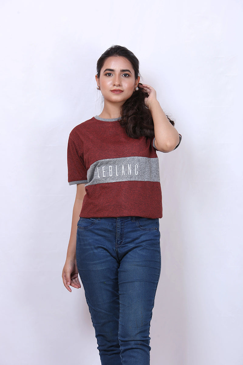 T-Shirt with Grey Panel - Women