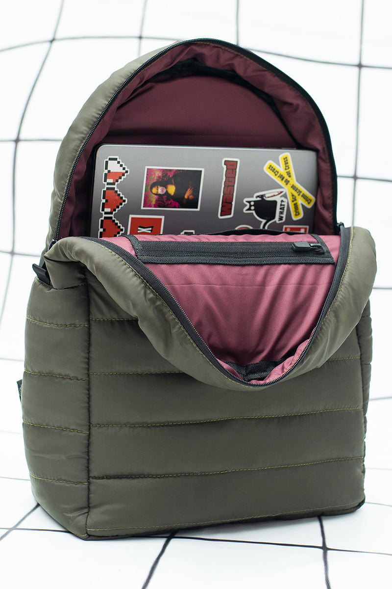 Olive Puffer Backpack
