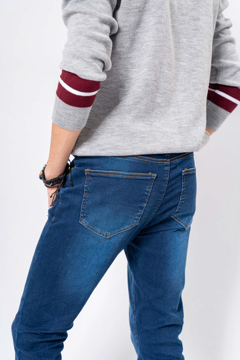 HNH Skinny Fit Zipper Jeans PT0004M-BLU