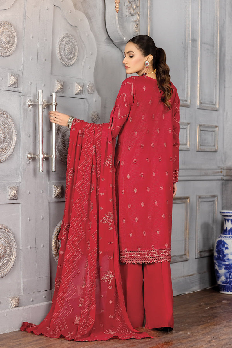 Qalb D-21 Unstitched Embroidered Lawn 3Pc