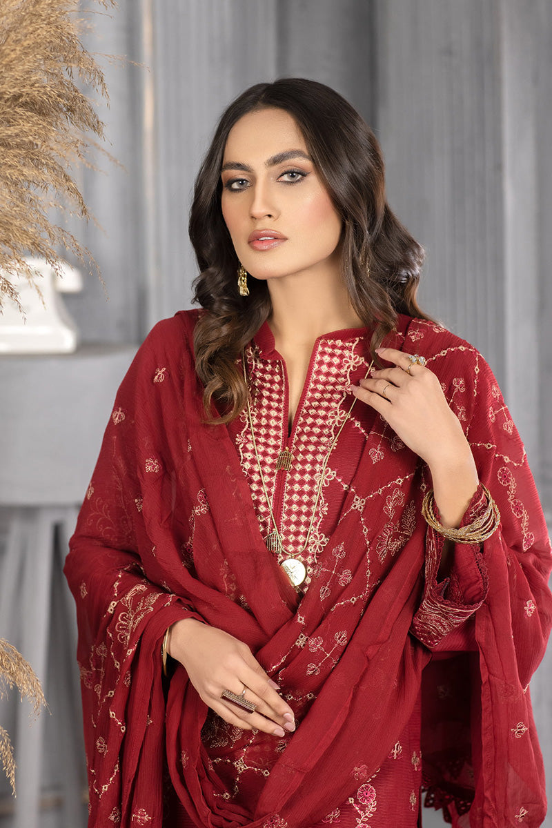 Qalb D-16 Unstitched Embroidered Lawn 3Pc