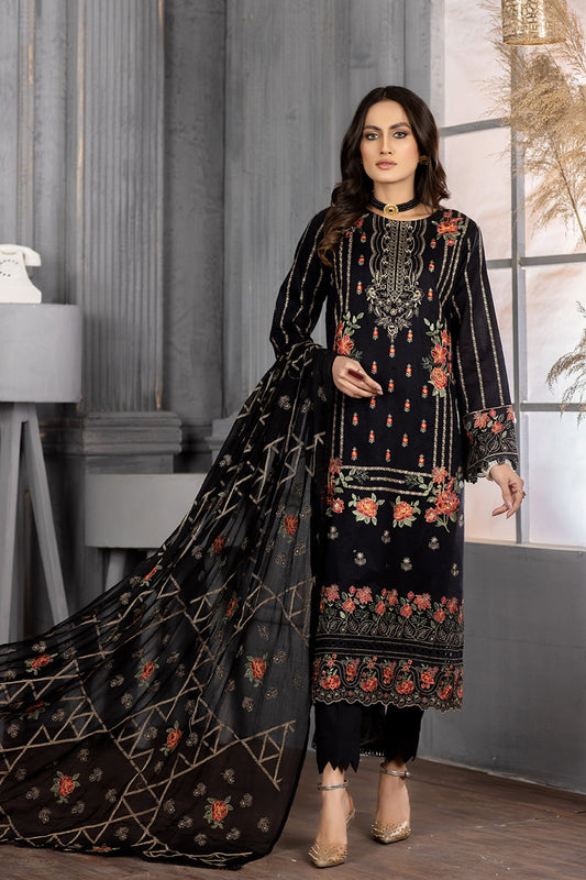 Qalb D-18 Unstitched Embroidered Lawn 3Pc