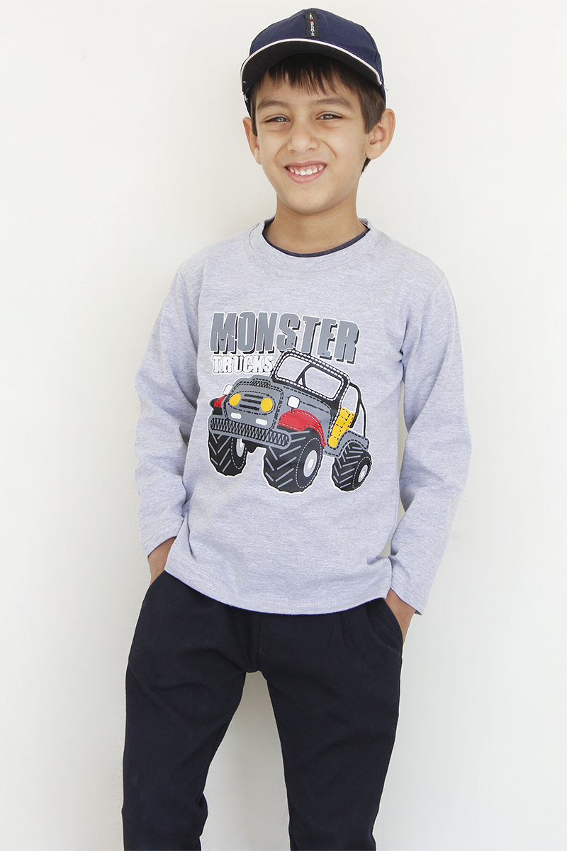Full Sleeves Heather Grey T-Shirt For Kids