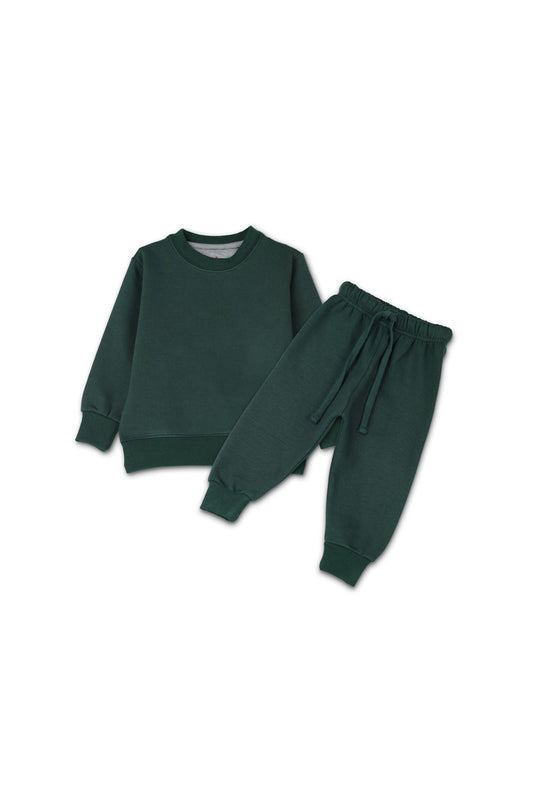 AllurePremium Plain Sweat shirt with trouser Green Combo-2