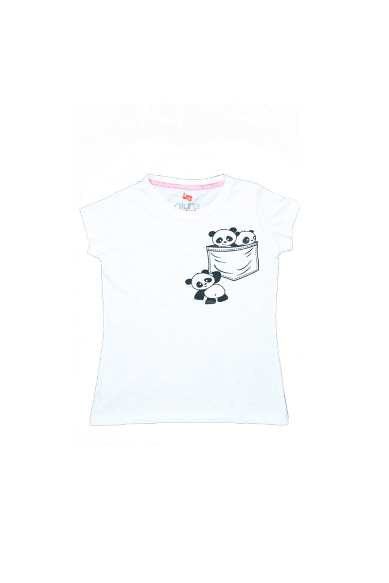 AllureP Girls T-Shirt Bear White