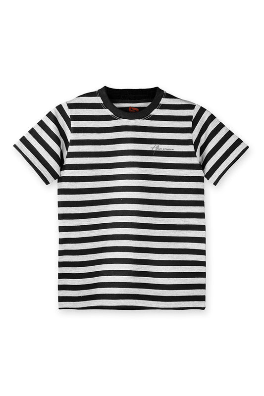 AllureP Kids T-Shirt H-S Black Grey Striped