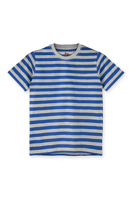 AllureP Kids T-Shirt H-S Grey Blue Striped
