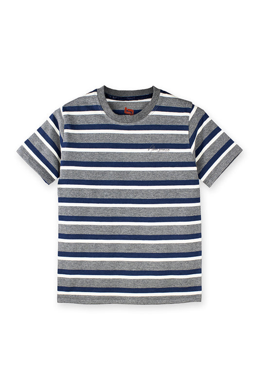 AllureP Kids T-Shirt H-S Navy Grey White Striped