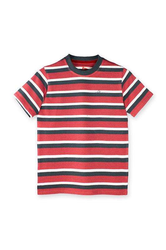 AllureP Kids T-Shirt H-S Red Grey White Striped
