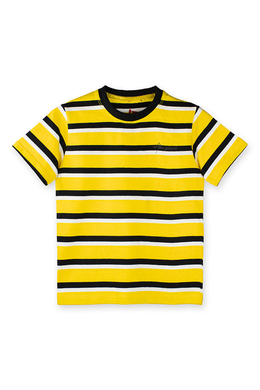 AllureP Kids T-Shirt H-S Yellow Black White Striped