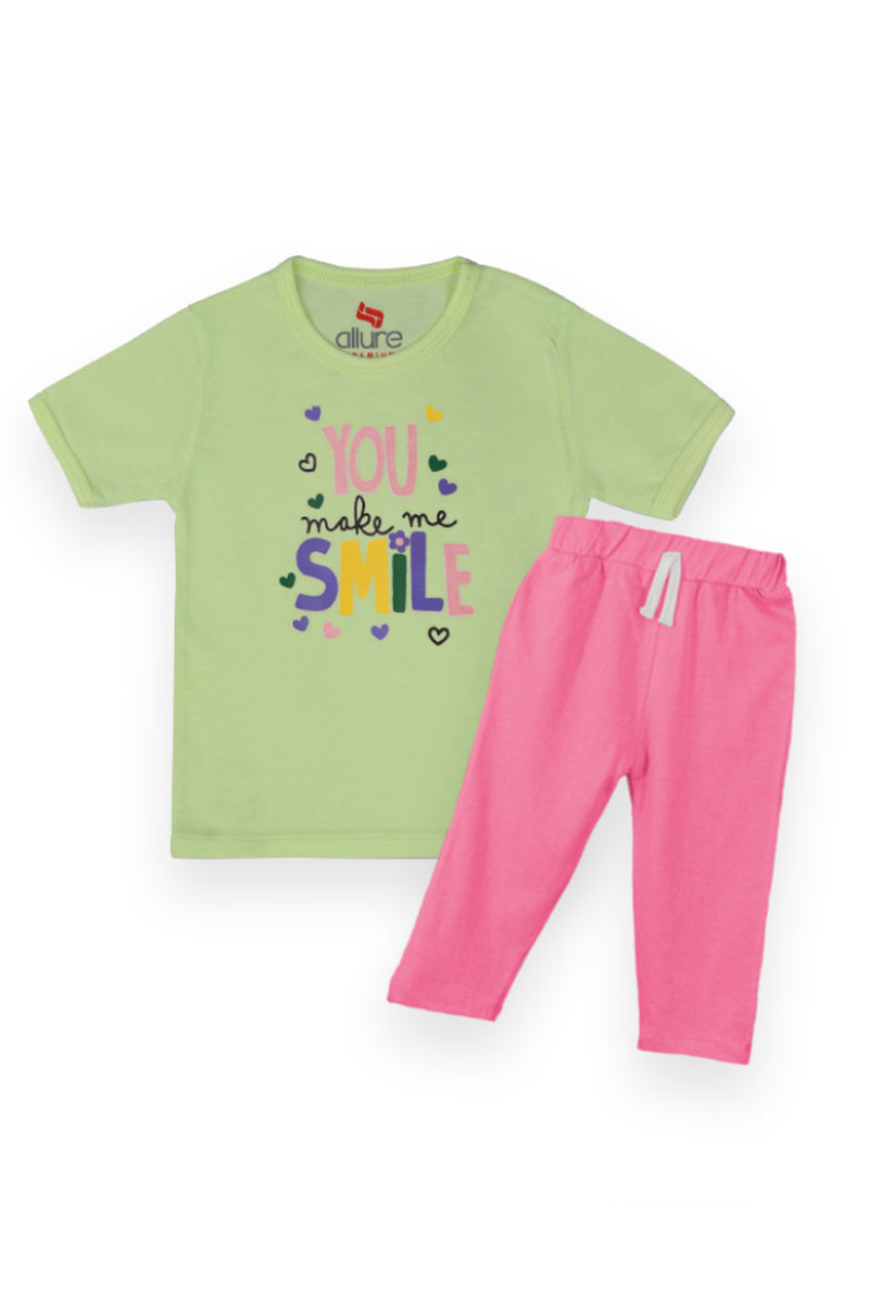 AllureP T-Shirt HS Lime Nice day Pink Trousers