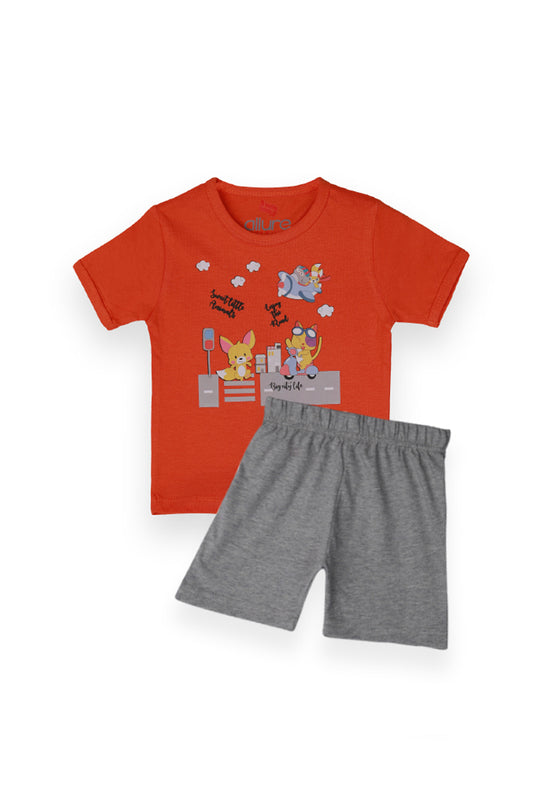 AllureP T-Shirt HS Orange Animals Grey Shorts