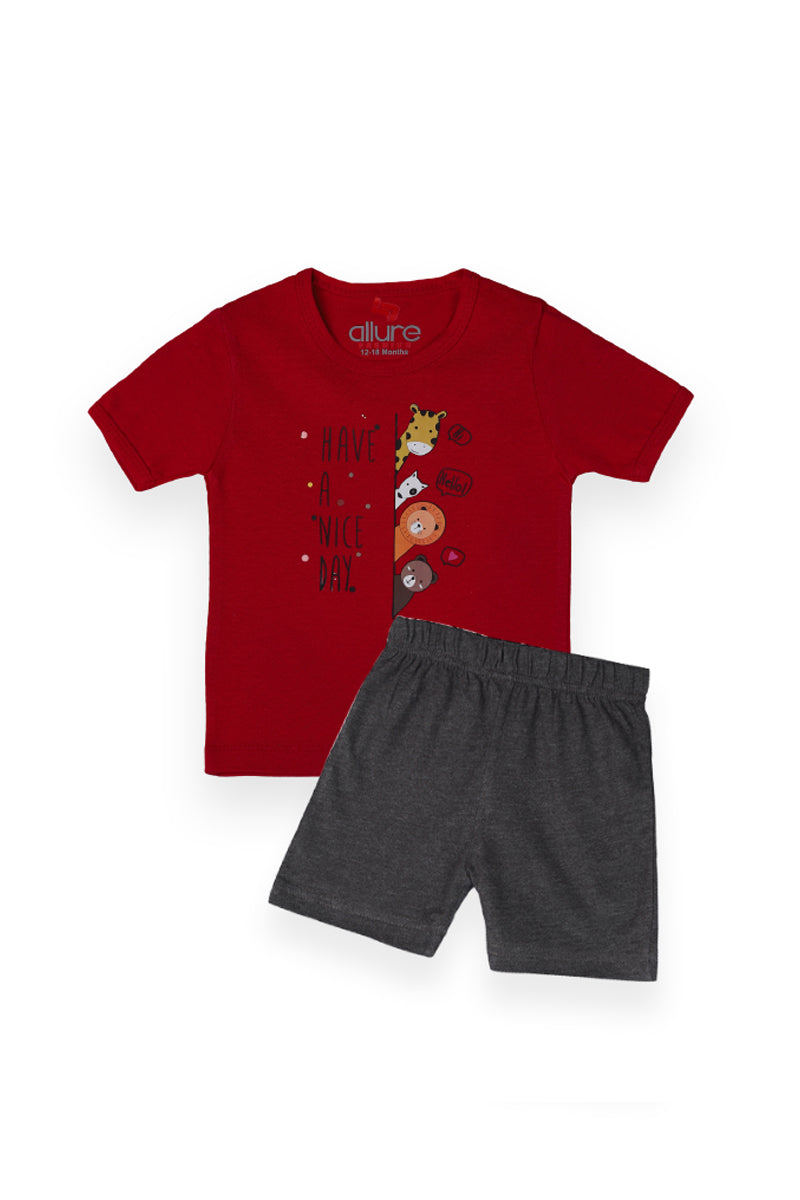 AllureP T-Shirt HS Red Nice day CH Shorts