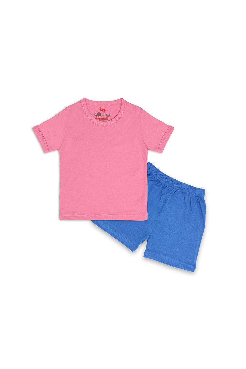 AllurePremium D Pink Plain H-S Blue Shorts