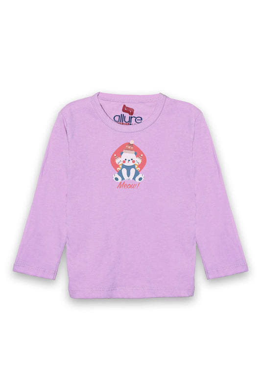 AllurePremium Full Sleeves T-Shirt L Pink Meow