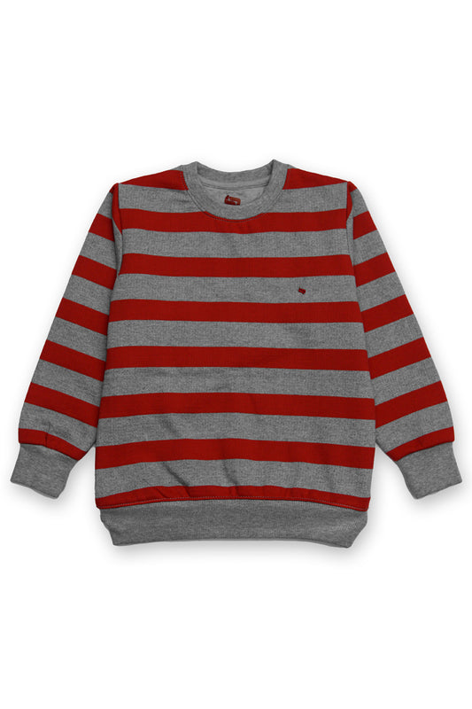 AllurePremium Kids Sweat Shirt Grey Red Striper